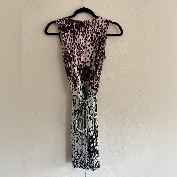 LIKE NEW! Diane Von Furstenberg DVF Oblixe cheetah faux wrap sleeveless dress 10 - Picture 12 of 17